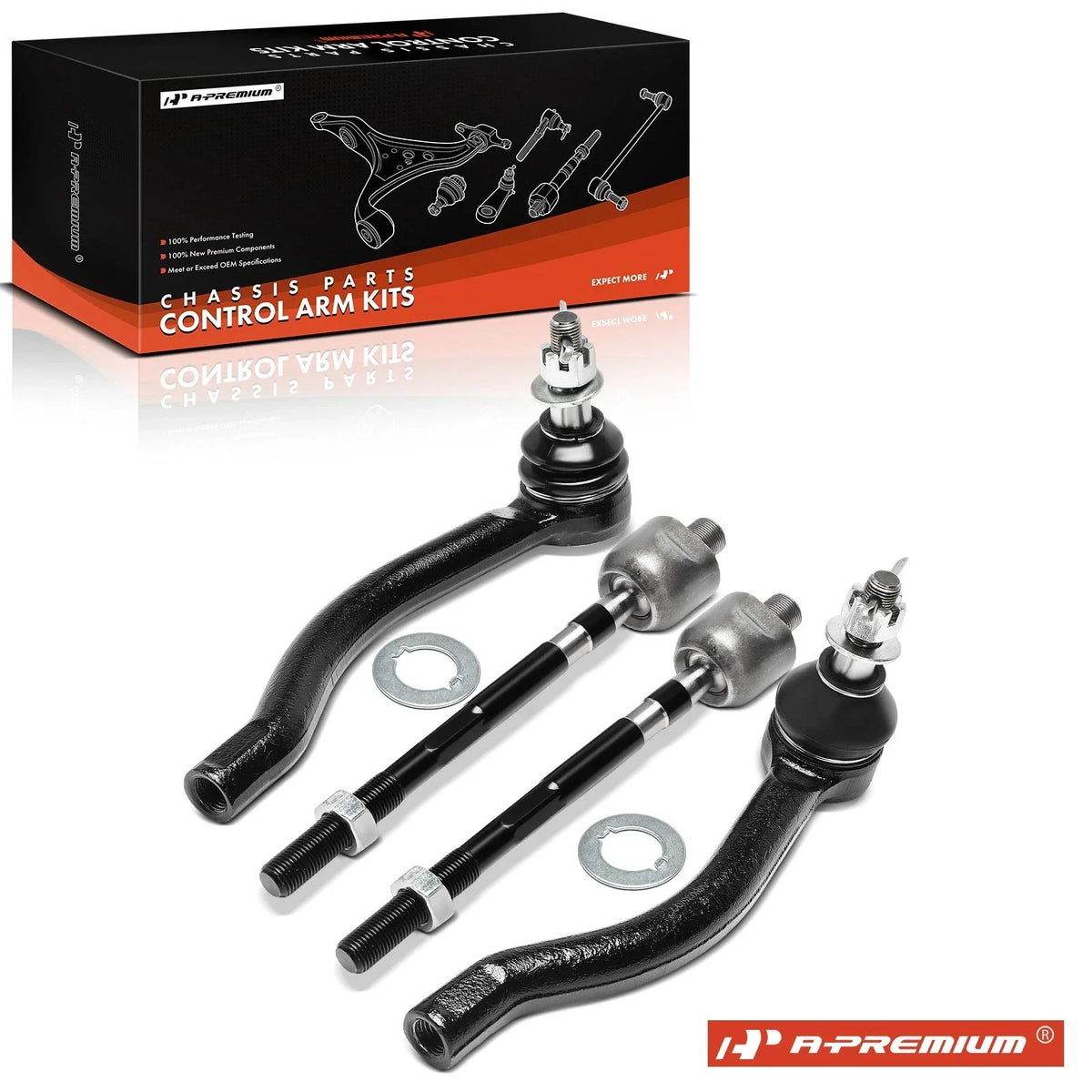 Set of 4 Front Inner Outer Tie Rod Ends for Nissan Maxima (2009–2014)