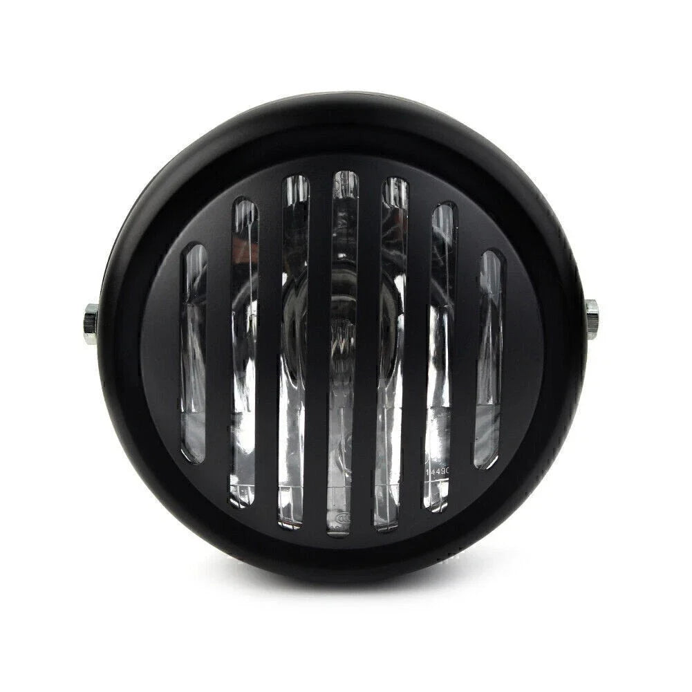 6.5" Round Scalloped Finned Grill Headlight for Harley Sportster