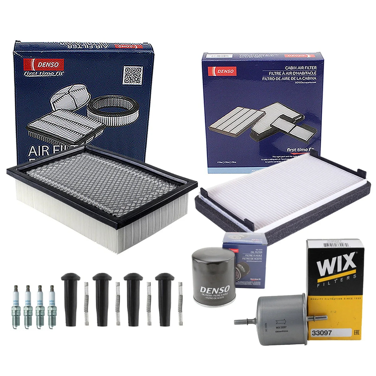 4 Spark Plugs & Boots Tune Up Kit for Ford Escape, Tribute 2001-2008