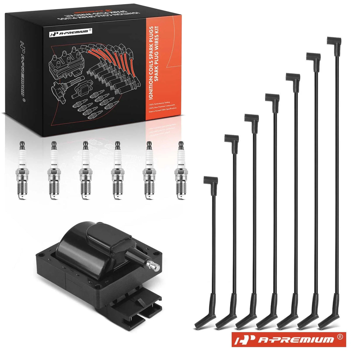 Ignition Coil & Spark Plugs Set for Ford