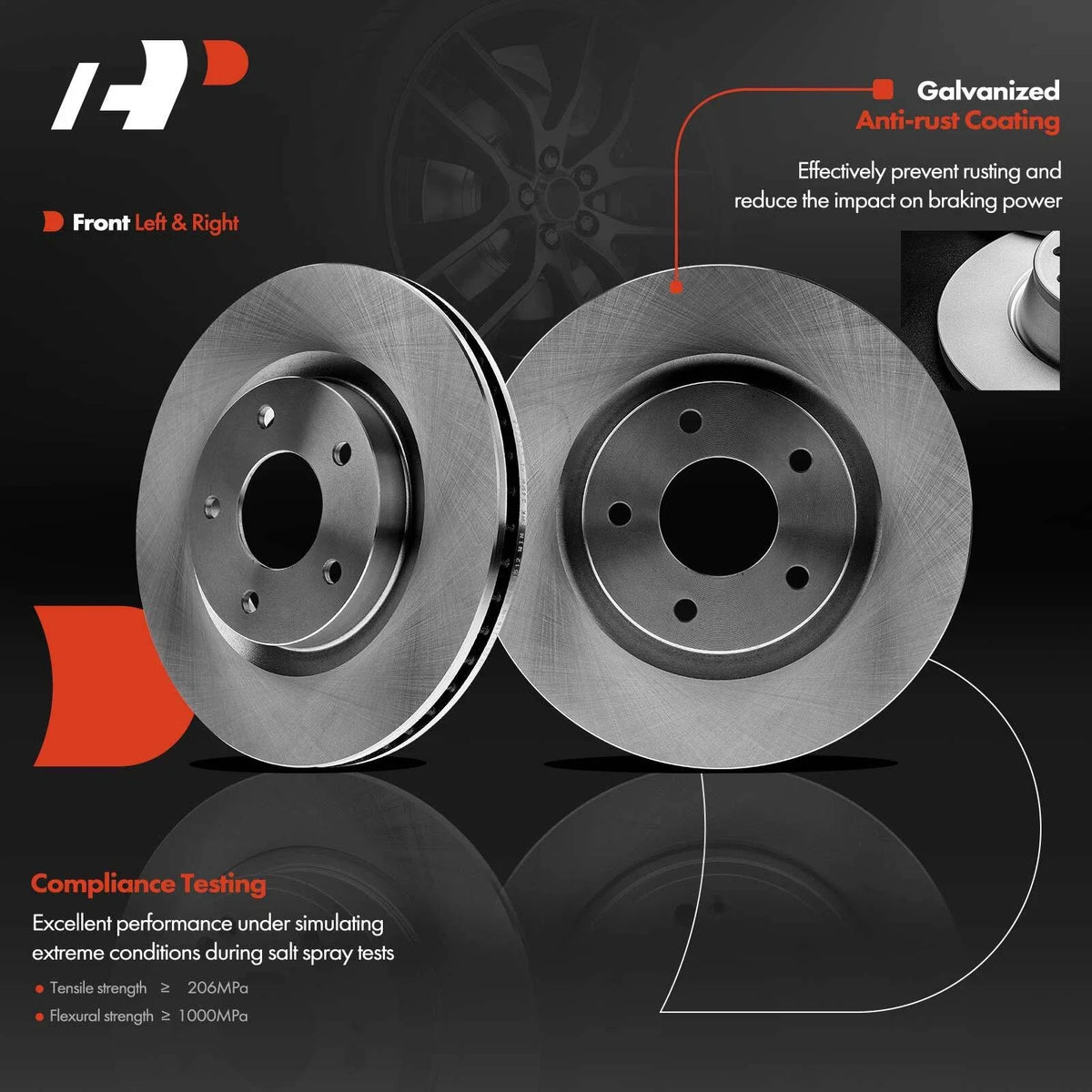 Front Brake Rotor & Pad Set for 2014-2017 Nissan Rogue