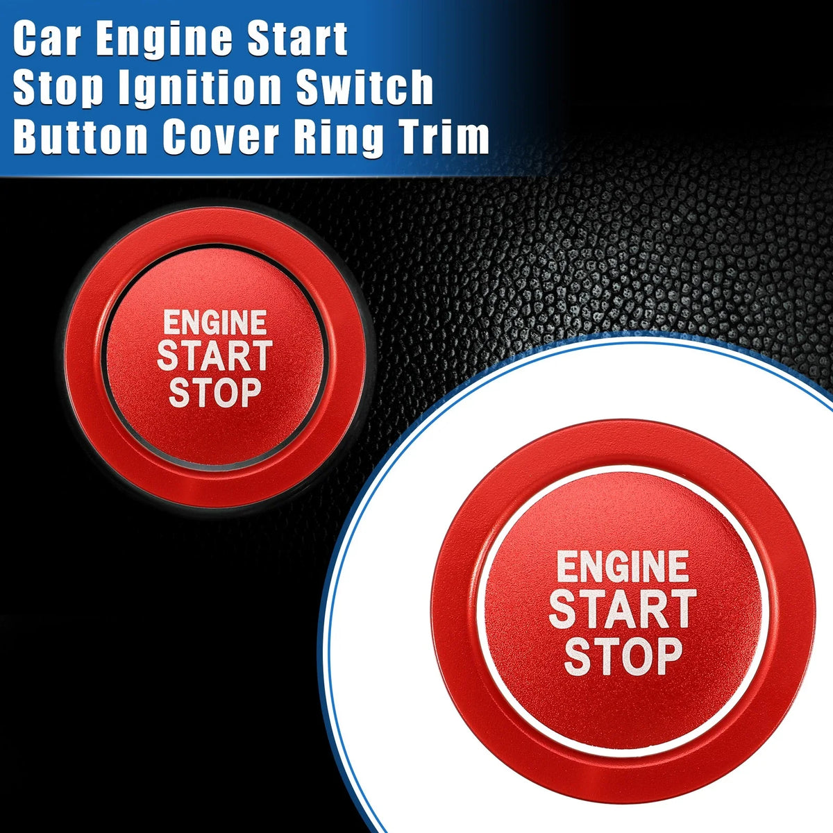 Engine Start Stop Button Cover Ring Kit for Toyota Highlander (2020–2022) Red