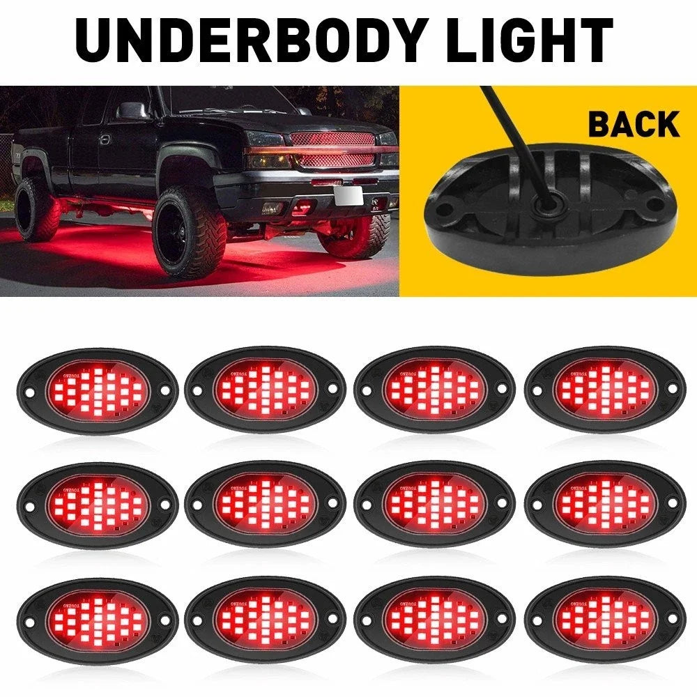 Waterproof 12pc LED Underbody Light Kit for All Universal Vehicles