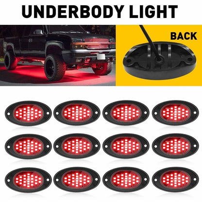Waterproof 12pc LED Underbody Light Kit for All Universal Vehicles