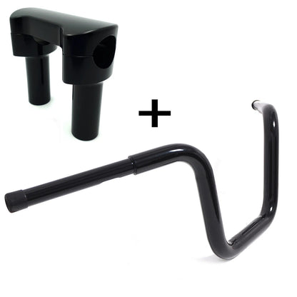 Black 12" Fat Mini Ape Handlebar w/ Riser for Harley Softail (2018-2023)