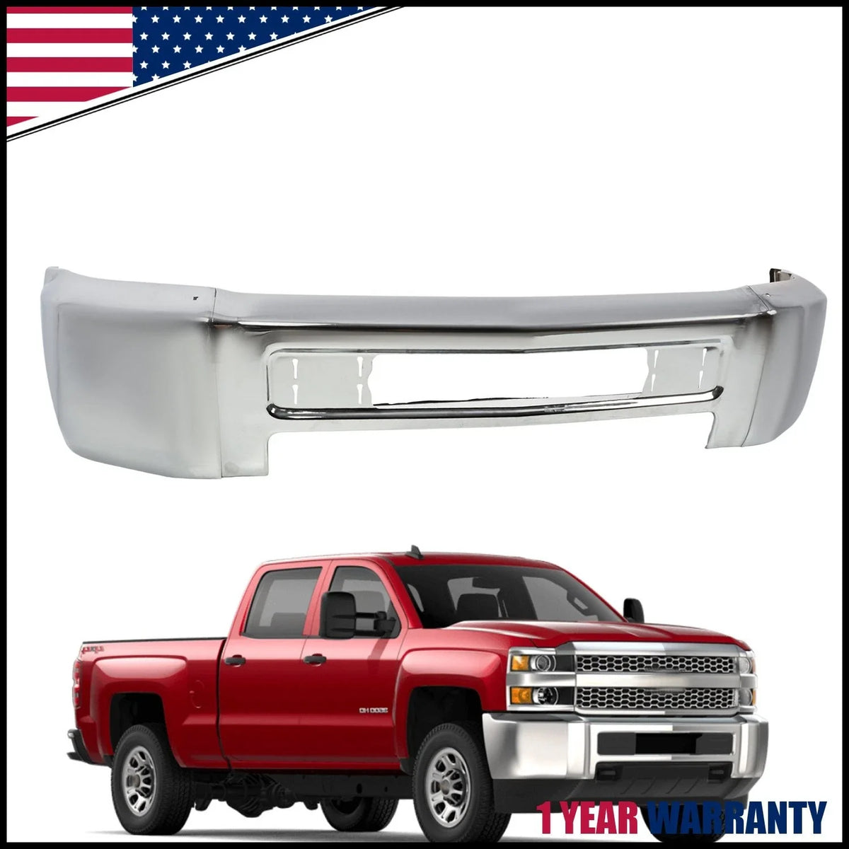 2015-2019 Chevy Silverado 2500HD 3500HD Chrome Front Bumper Face Bar