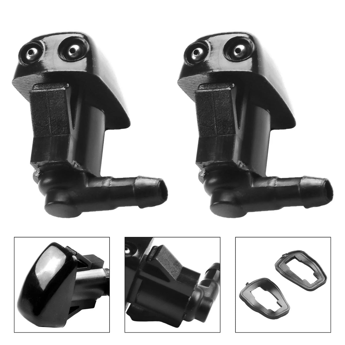 Front Washer Nozzle Jet Set - Black ABS for Mazda