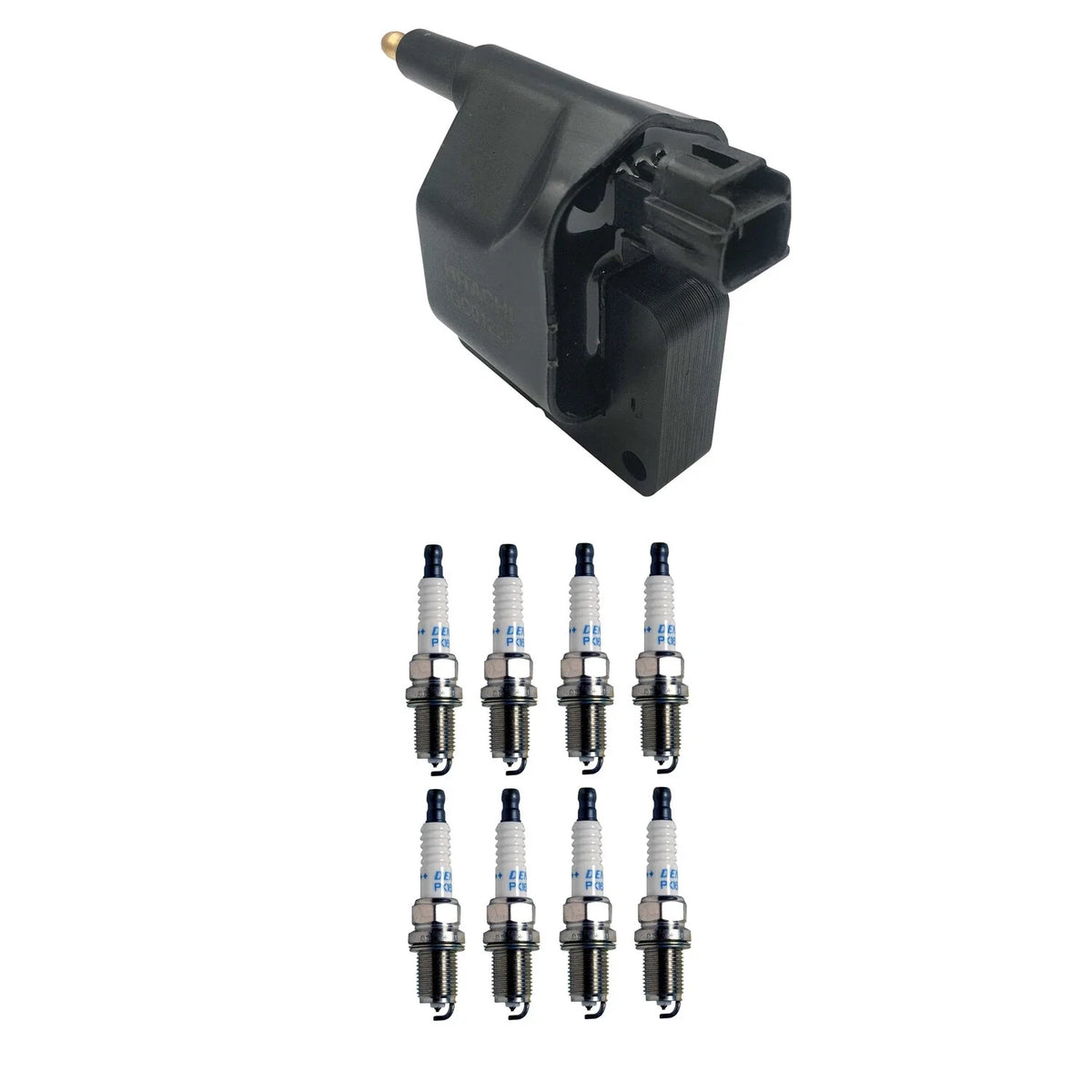 Set of 8 Hitachi Ignition Coils & Denso Double Platinum Spark Plugs for Dakota V8 (2005–2011)