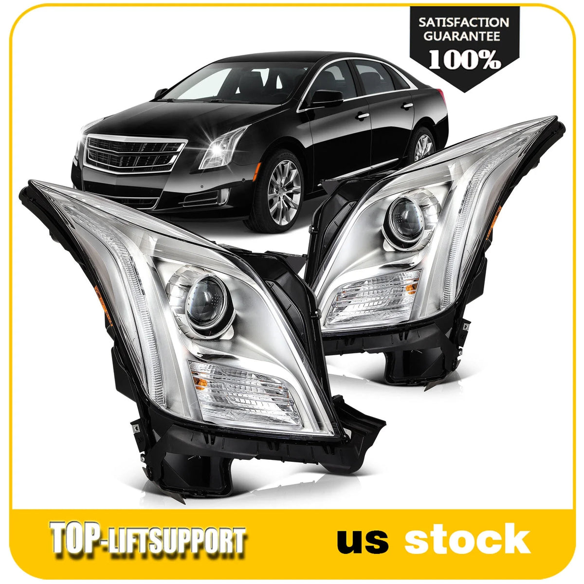 Set of 2 HID Xenon Headlights for Cadillac XTS (2013–2017)