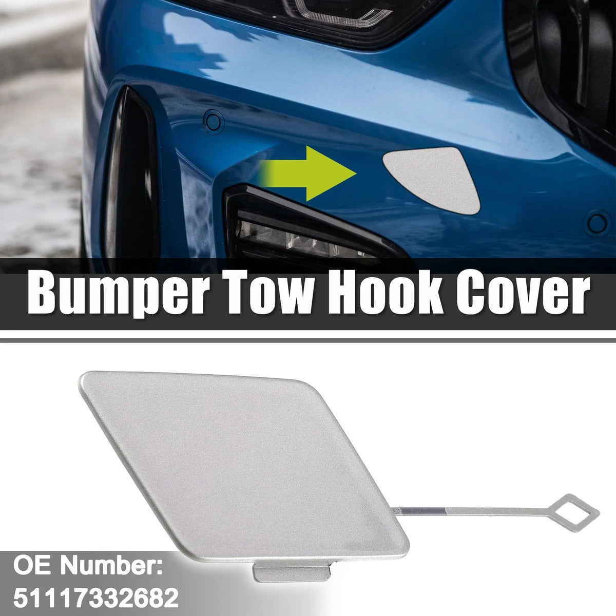 Front Right Tow Hook Cover Cap for BMW 535i (2015–2016) Gray
