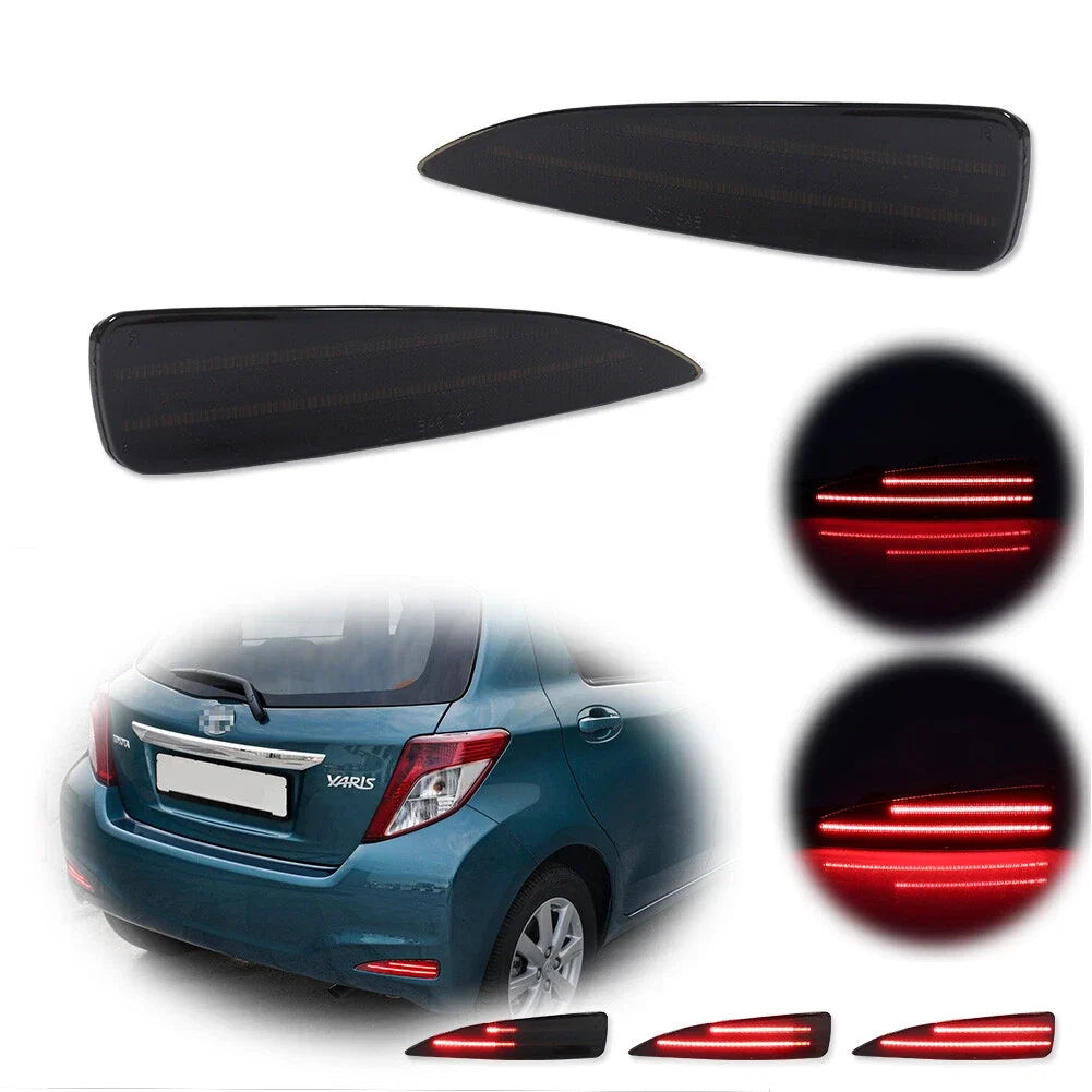 Smoke LED Rear Bumper Reflector for Toyota Yaris (2012–2014)