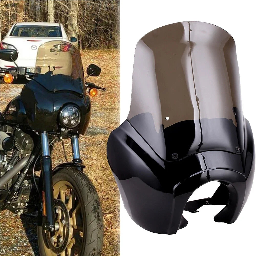 Front Fairing 6" & 15" Smoke Windshield for Harley Dyna FXDB FXDL 2006-2017