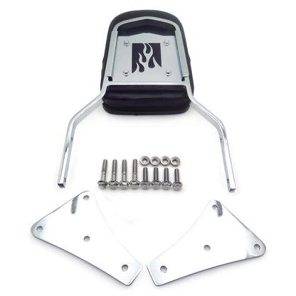 Chrome Flame Backrest Sissy Bar with Leather Pad for Kawasaki Vulcan 1500 (1986–2013)