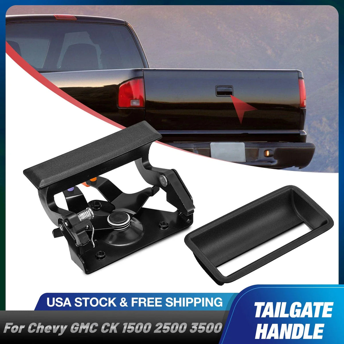 Black Tailgate Handle & Bezel for Chevrolet C1500–C3500 (1988–1991)