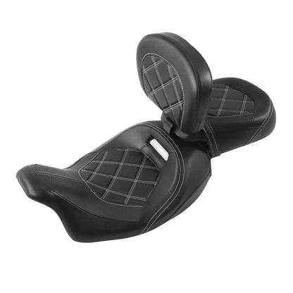 Low-Profile Black Seat and Backrest for Harley Touring 2009-2023
