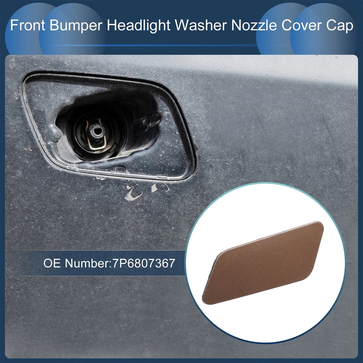Front Left Washer Nozzle Cover Cap for Volkswagen Touareg (2011–2014) 7P6 955 978 B Brown
