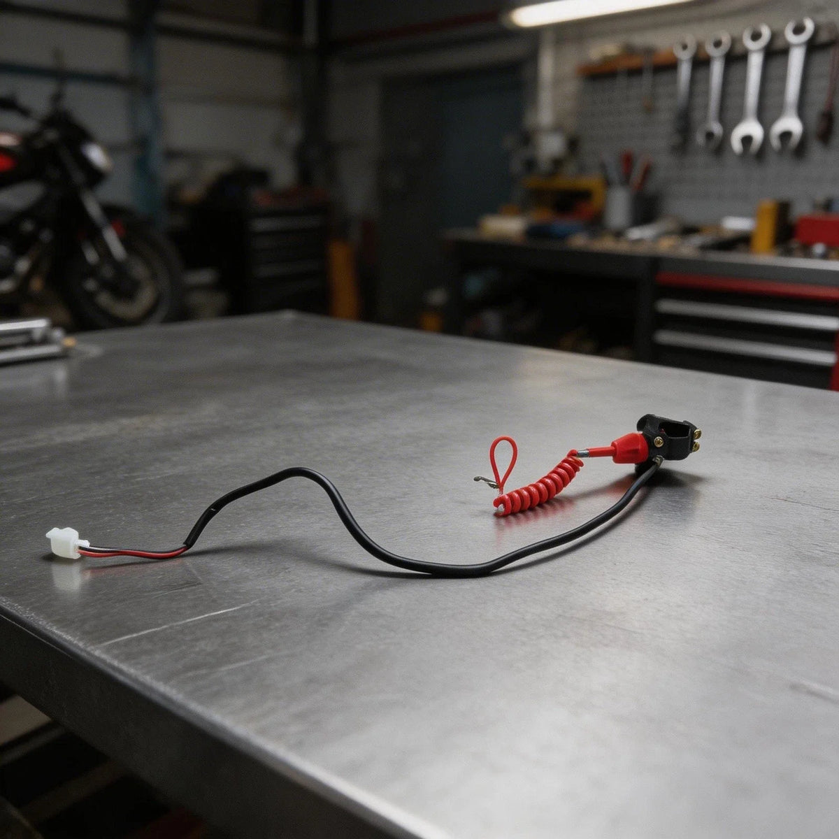 Compact Engine Stop Button with Tether for ATV Motorcycle
