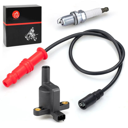 Ignition Coil with Wire Cap and Spark Plug Set for Polaris Ranger 500 2013