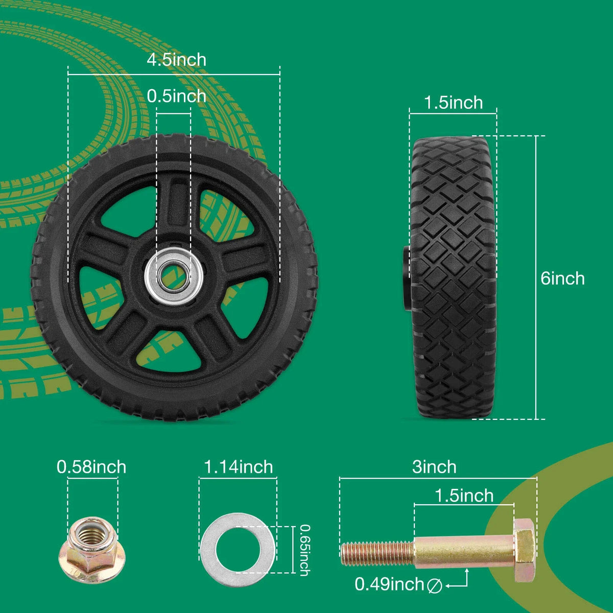 2X 6" Plastic Wheels for Craftsman Mower (Fits )
