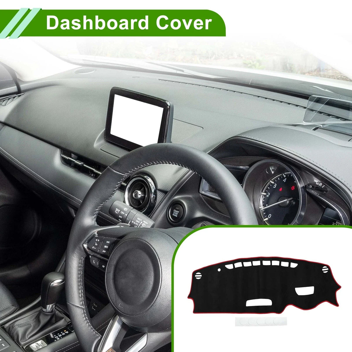 Dashboard Cover Mat for Mazda CX-3 (2016–2022) Sun Protector Black Red