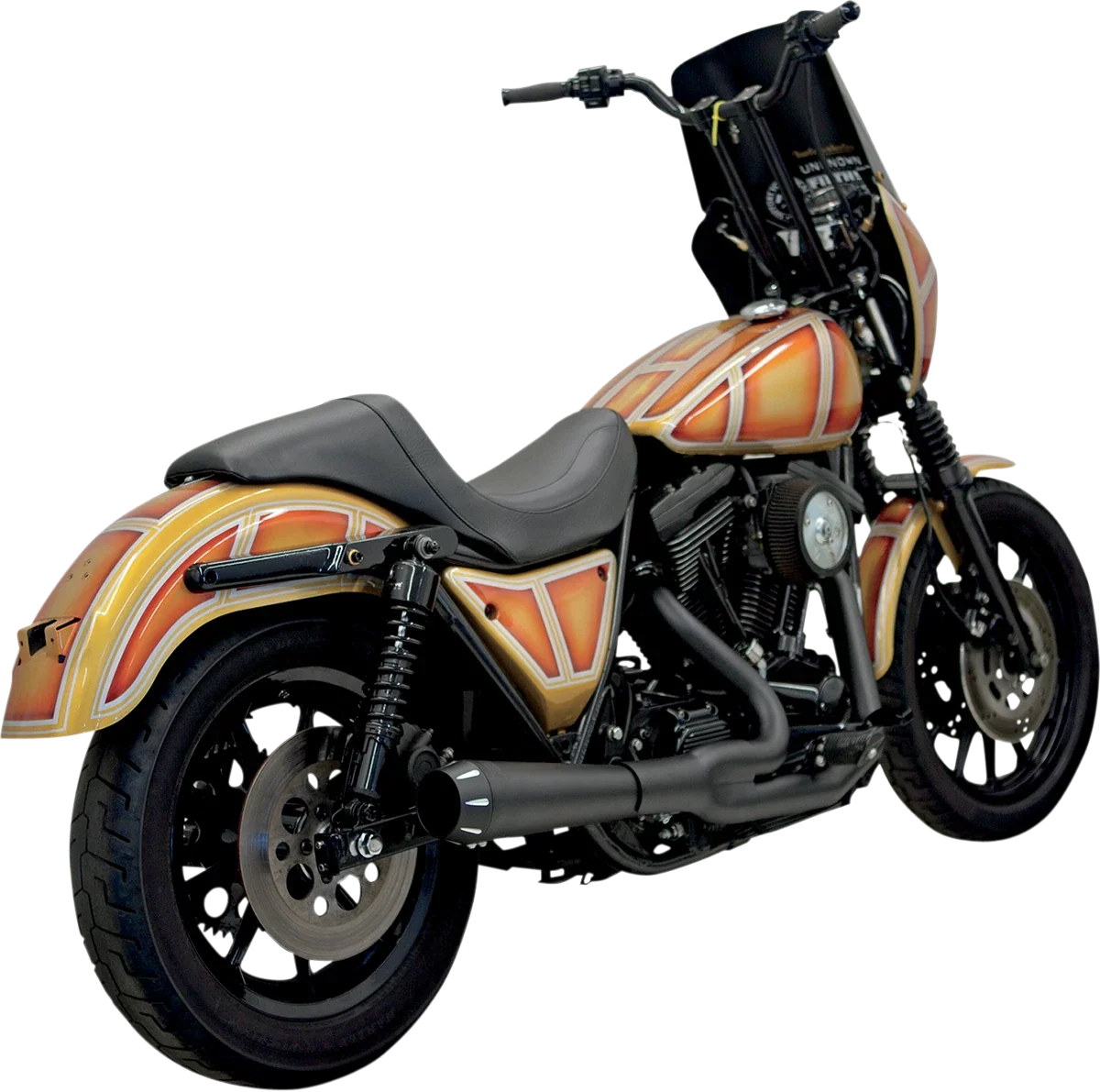 BASSANI Road Rage 2:1 Exhaust for Harley FXR (1982–1994) - Black 1FXR2B