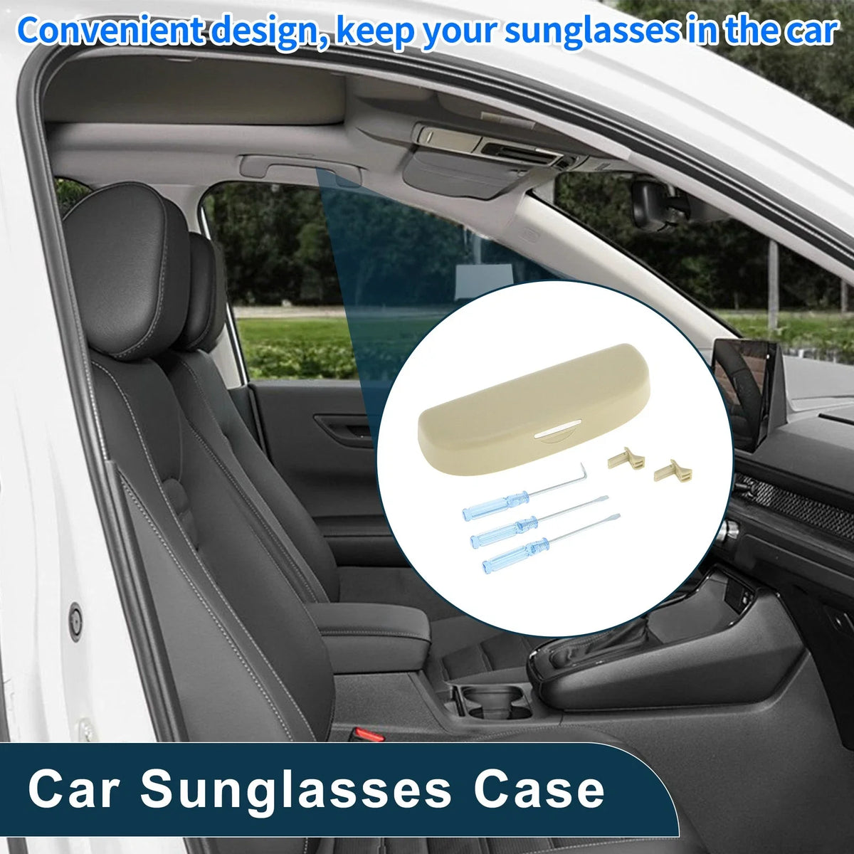 Sunglasses Case for Volkswagen Teramont (2017–2023) Eyeglasses Holder Beige