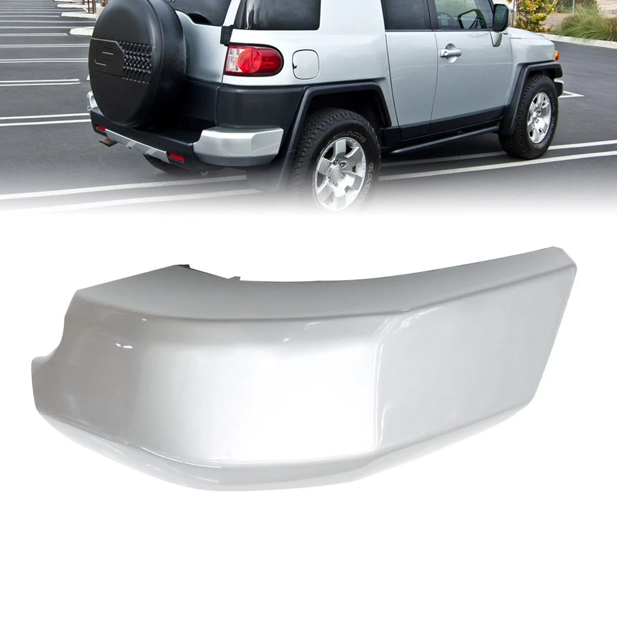 Rear Right Bumper End Cap - Silver Finish for FJ Cruiser 2007-2014