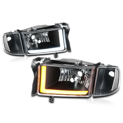 L-Shape LED DRL Headlights for Dodge Ram 1500-3500 (1994–2002)