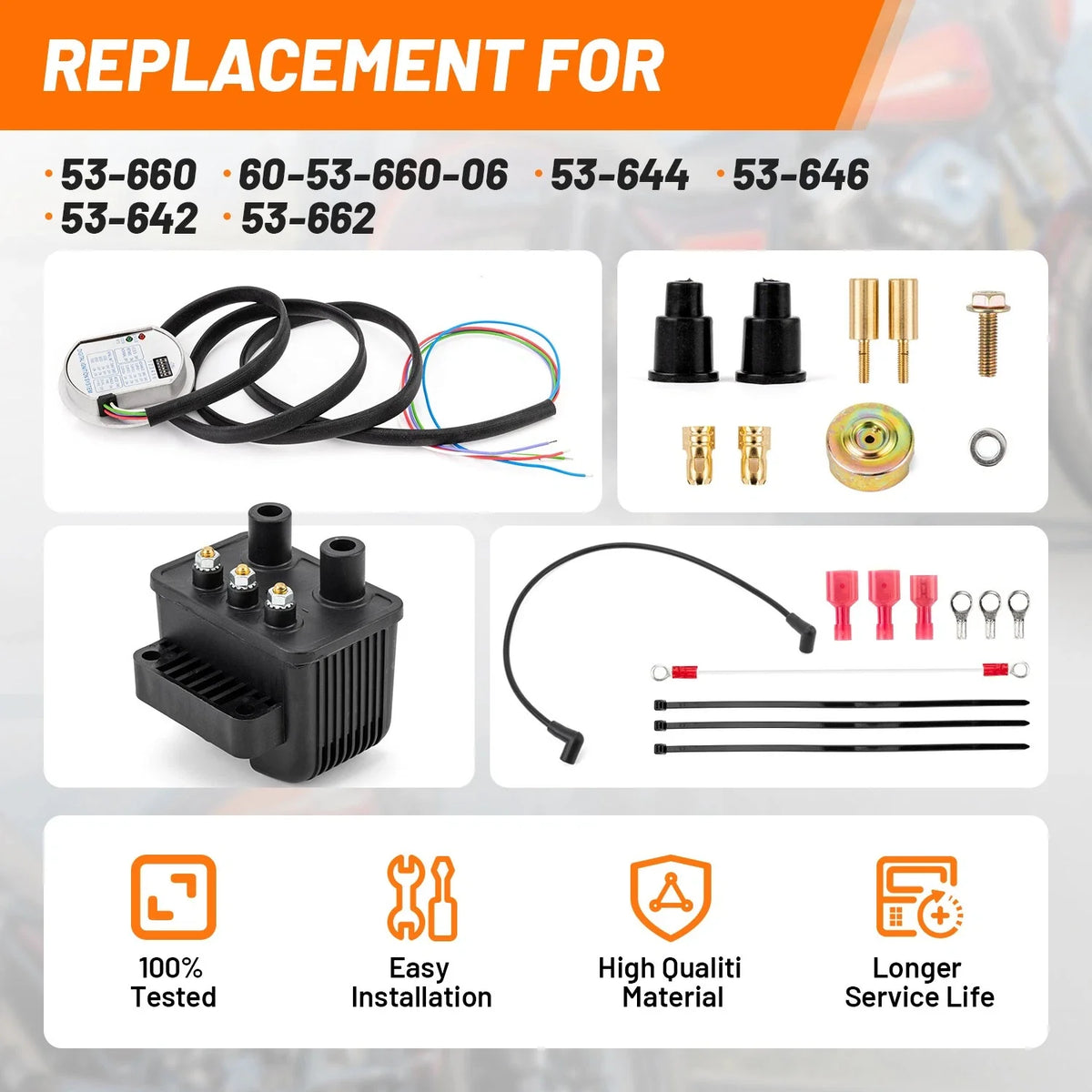 Single Fire Ignition Coil Kit for Harley Big Twin & XL Evo