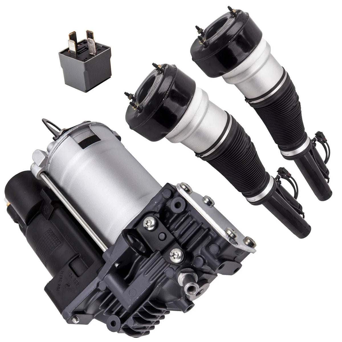 2 Front Air Suspension Struts + Compressor Pump Kit for Mercedes W221 (2007–2013)