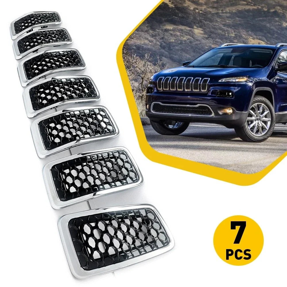 Chrome Black Front Mesh Grille Insert Frame for Jeep Cherokee (2019–2022)