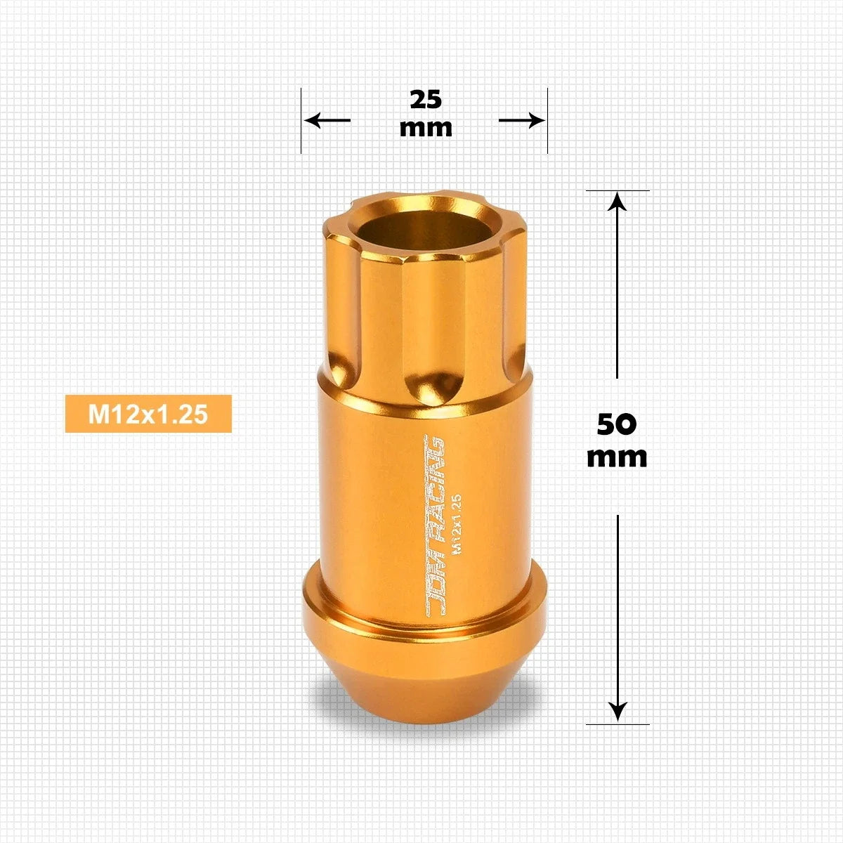 20Pc Open End Spline Wheel Lug Nuts M12X1.25 in Orange + Key