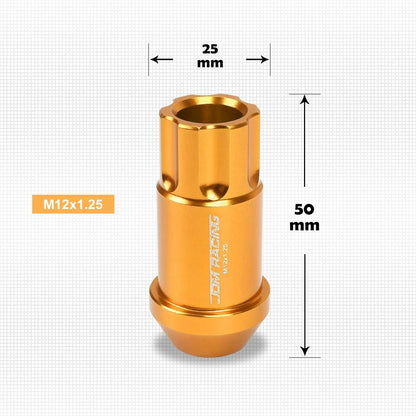20Pc Open End Spline Wheel Lug Nuts M12X1.25 in Orange + Key