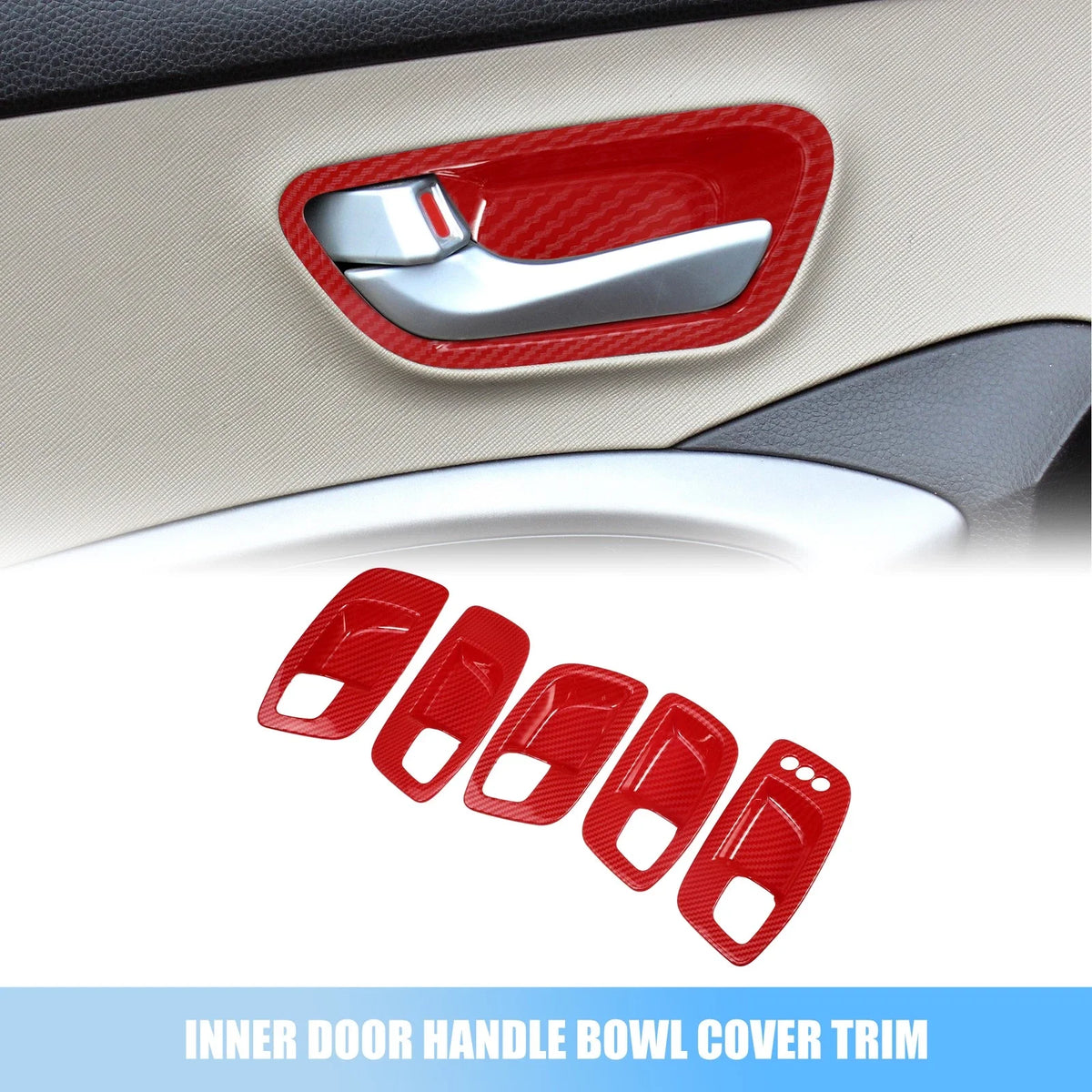 Set of 4 Carbon Fiber Pattern Inner Door Handle Bowl Covers for Dodge 