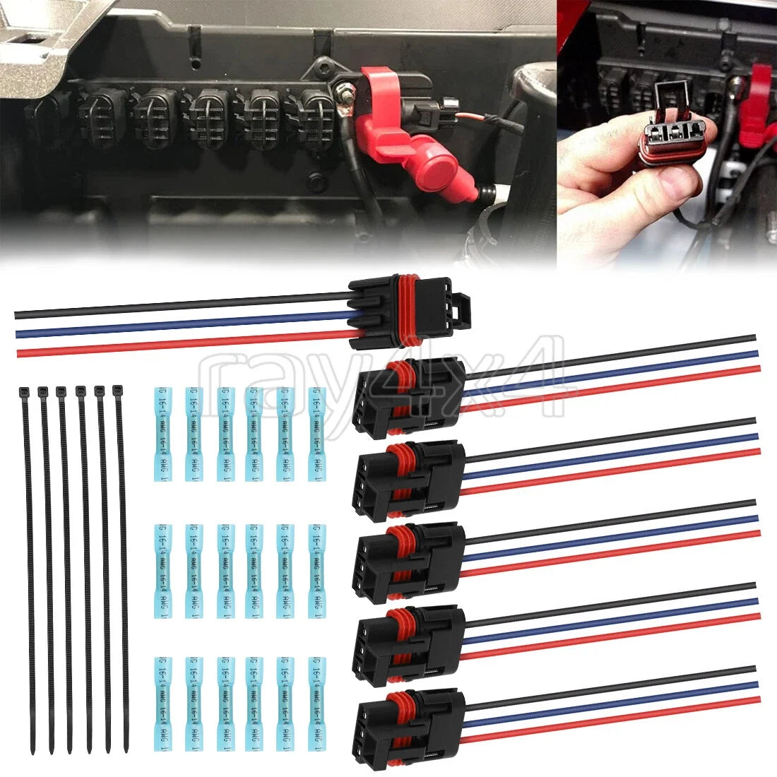 6PCS Pulse Power Plug Pigtail Connectors for Polaris General 1000 Ranger 1000 XP