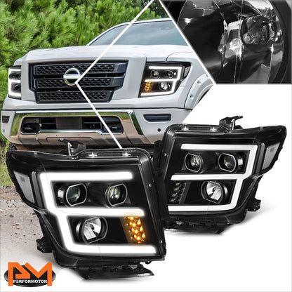 Projector Headlights with LED Turn Signal + E-Shape DRL for Titan XD 2016-2024
