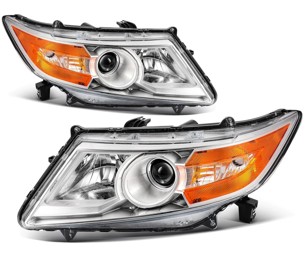 Halogen Headlight Assembly Pair Chrome for Honda Odyssey (2011-2017)