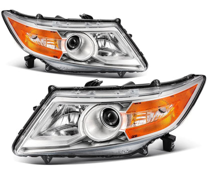 Halogen Headlight Assembly Pair Chrome for Honda Odyssey (2011-2017)