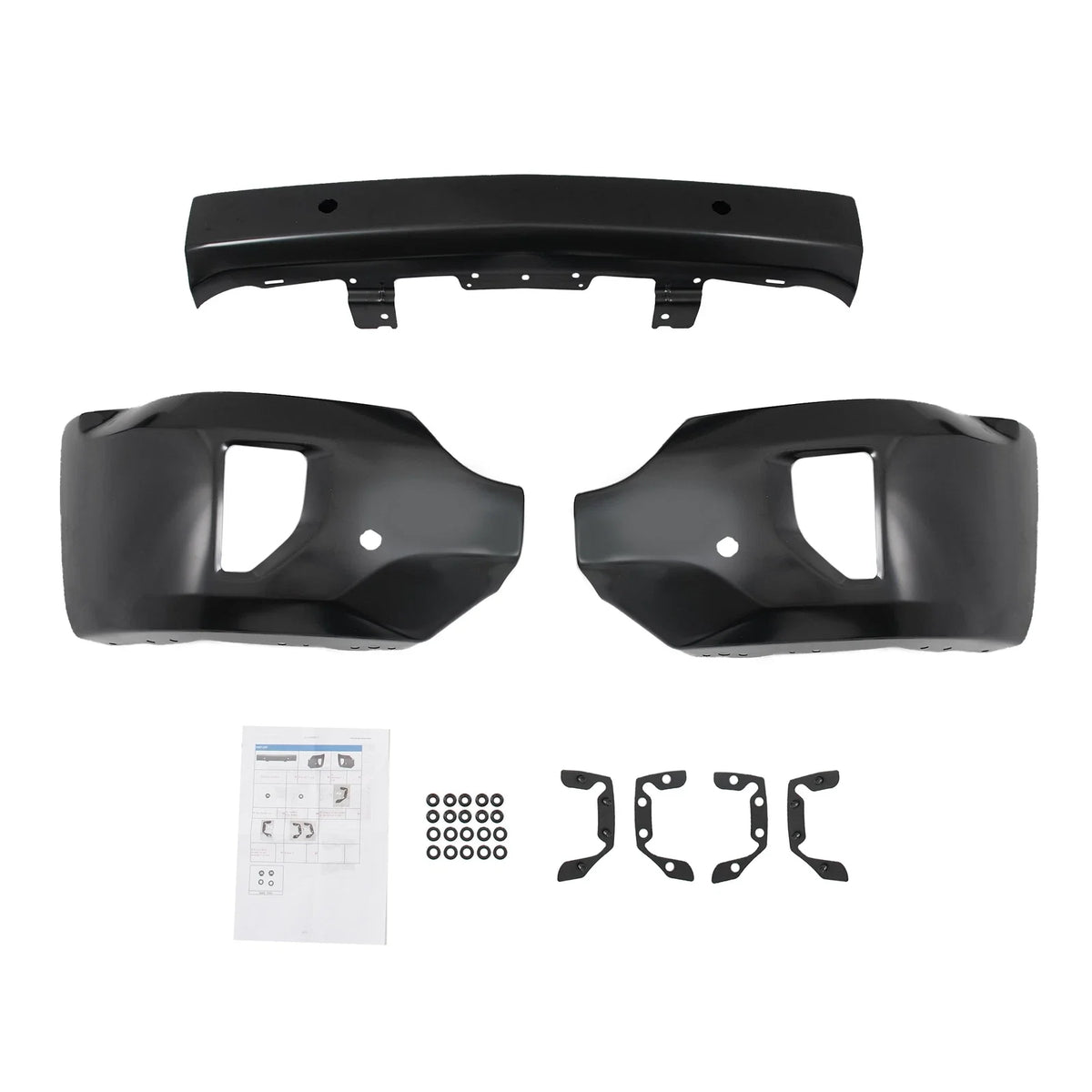 Front Face Bar Bumper for 2016-2018 Chevy Silverado 1500, Black, Sensor Holes
