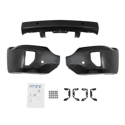 Front Face Bar Bumper for 2016-2018 Chevy Silverado 1500, Black, Sensor Holes
