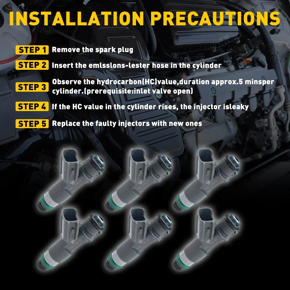6X Fuel Injectors for Acura TSX (2010–2014) 16450-R70-A01 EV