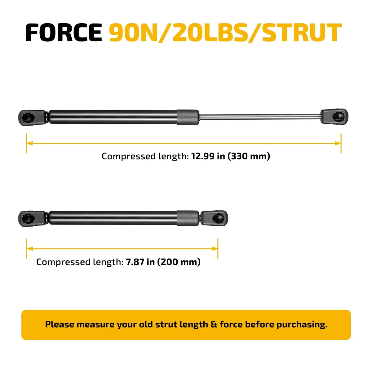 Set of 2 Gas Shocks Struts C16-20125A for Camper Shell Rear Topper Window (13")