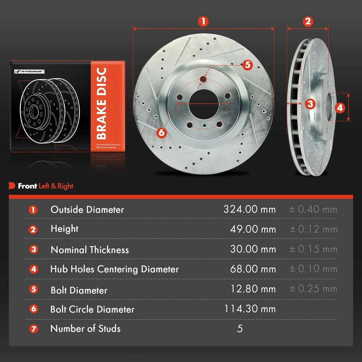 Drilled Brake Rotors Set of 4 for Nissan 350Z (2003–2008)