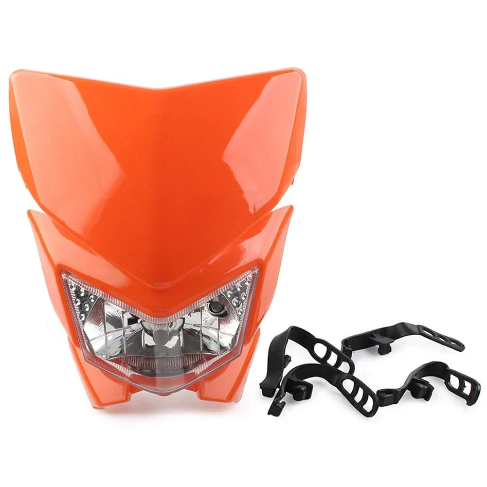 Front Headlight Lamp Fairing in Orange for MX Enduro 250cc Dirt Bikes