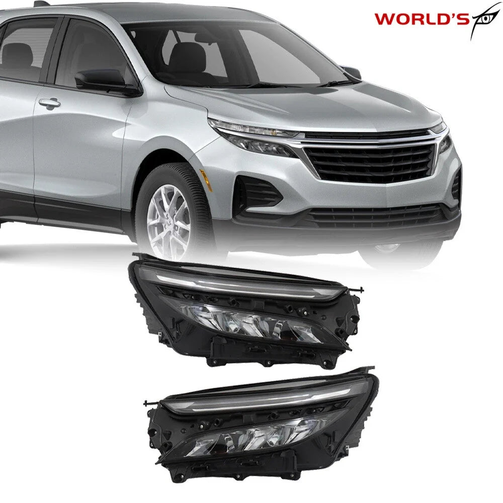 Set of 2 Full LED Chrome Headlight Assemblies for Chevy Equinox LT/RS