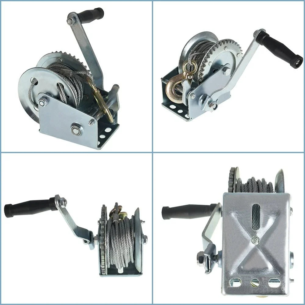 Truck Manual Crank Winch (1500 lbs, 5.0mm x 10m Rope)