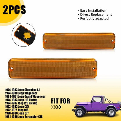 2Pcs Amber Side Marker Light Housings for Jeep Grand Wagoneer 1984-1991