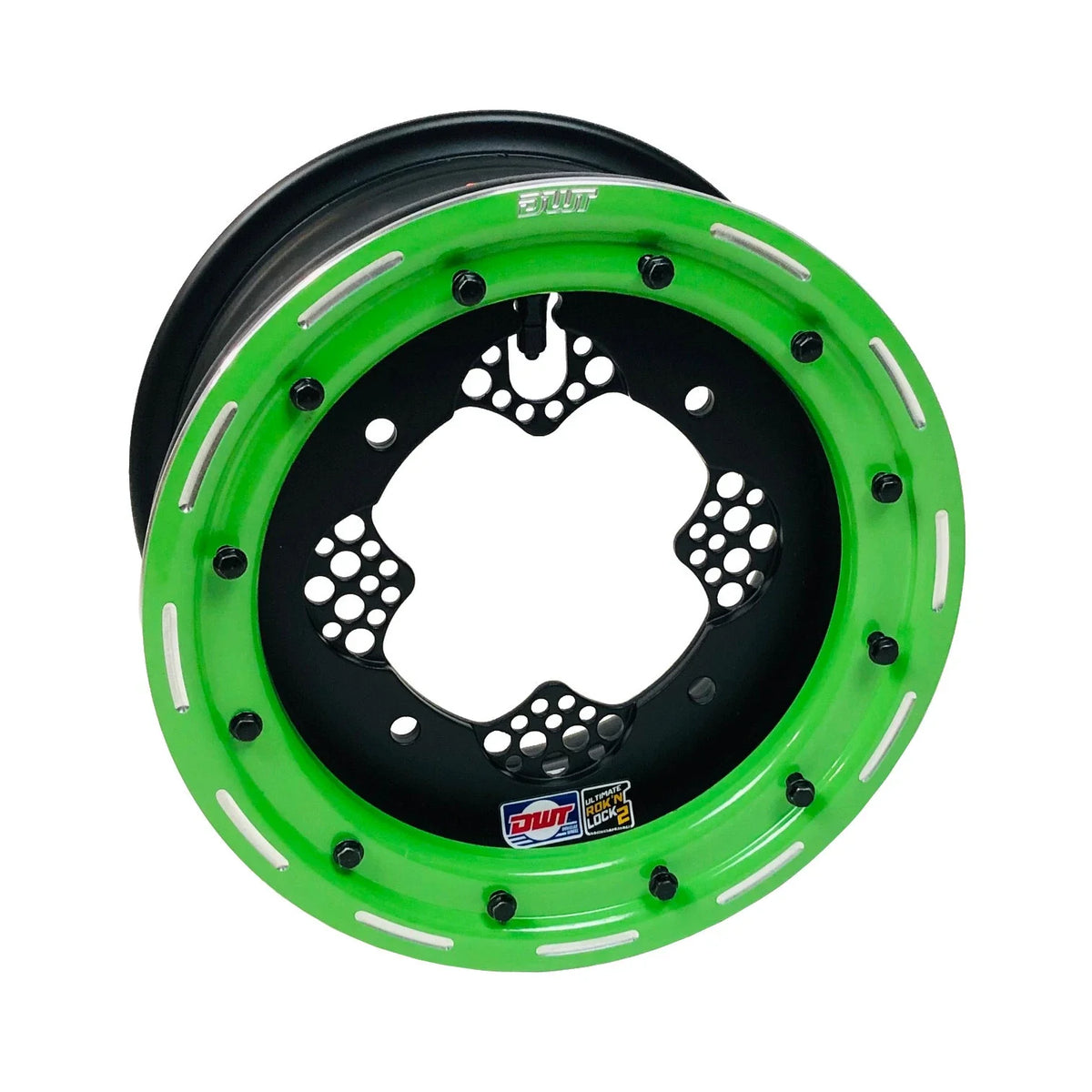 2X DWT ROK'N LOK Front Green Beadlock Rim Wheel 10" 10x5 4/156 for Blaster (200)