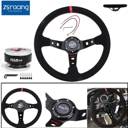 14" Racing Steering Wheel & Quick Release Adapter in Suede
