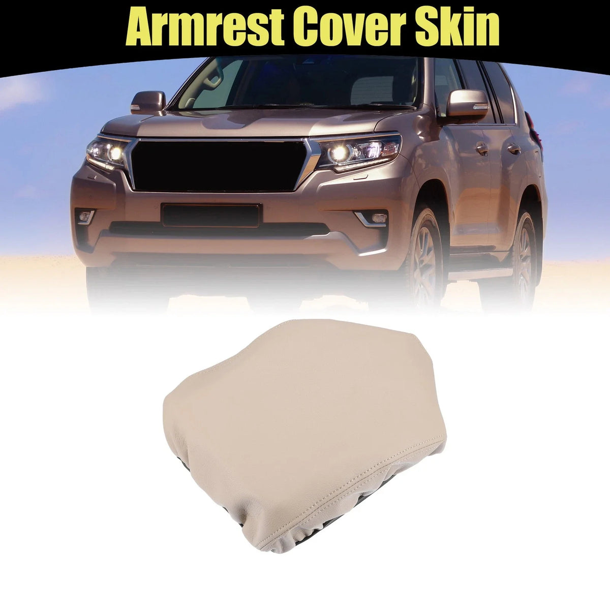 Center Console Cover for Toyota Prado (2010–2019) Armrest Pad Faux Leather Beige